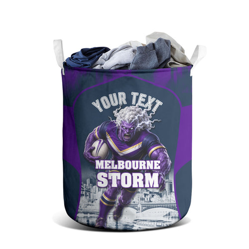 Personalised Sharks Rugby Laundry Basket Storm Monster Mascot City Skyline 3D Graphic