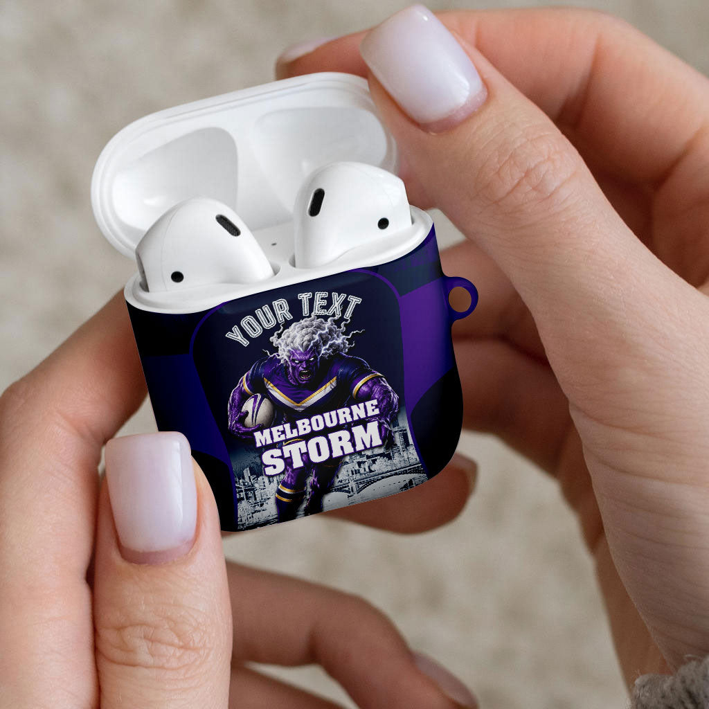 Personalised Sharks Rugby AirPods Case Storm Monster Mascot City Skyline 3D Graphic