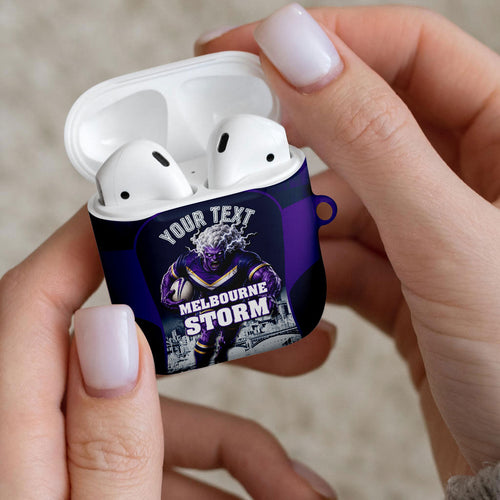 Personalised Sharks Rugby AirPods Case Storm Monster Mascot City Skyline 3D Graphic