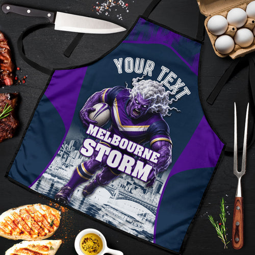 Personalised Sharks Rugby Apron Storm Monster Mascot City Skyline 3D Graphic