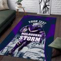 Personalised Sharks Rugby Area Rug Storm Monster Mascot City Skyline 3D Graphic
