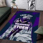 Personalised Sharks Rugby Area Rug Storm Monster Mascot City Skyline 3D Graphic