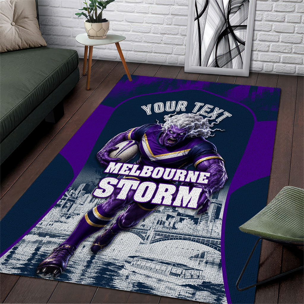 Personalised Sharks Rugby Area Rug Storm Monster Mascot City Skyline 3D Graphic