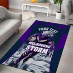 Personalised Sharks Rugby Area Rug Storm Monster Mascot City Skyline 3D Graphic