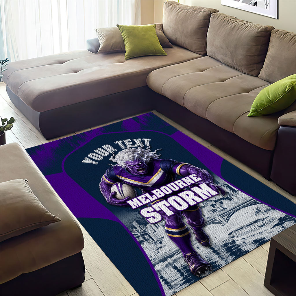Personalised Sharks Rugby Area Rug Storm Monster Mascot City Skyline 3D Graphic