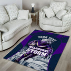 Personalised Sharks Rugby Area Rug Storm Monster Mascot City Skyline 3D Graphic