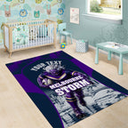 Personalised Sharks Rugby Area Rug Storm Monster Mascot City Skyline 3D Graphic