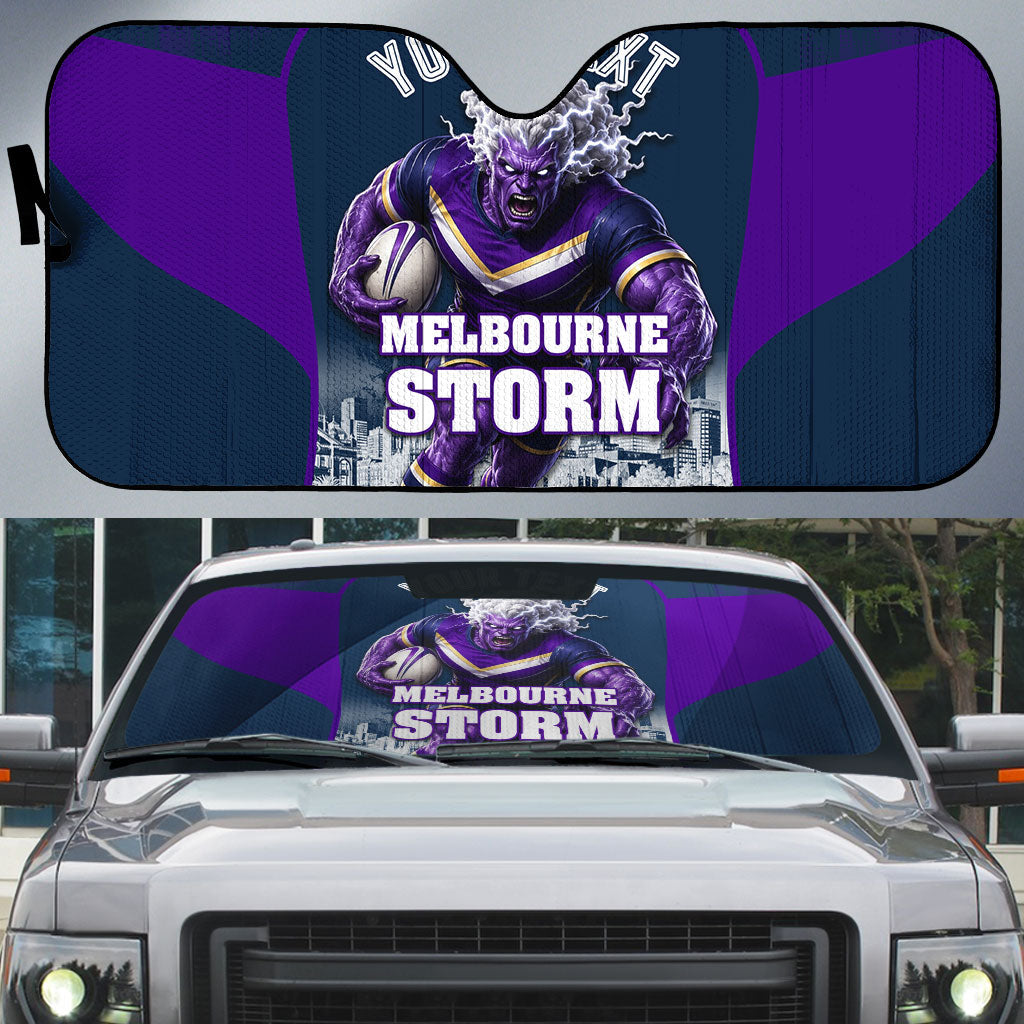 Personalised Sharks Rugby Auto Sun Shade Storm Monster Mascot City Skyline 3D Graphic