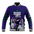 Personalised Sharks Rugby Baseball Jacket Storm Monster Mascot City Skyline 3D Graphic