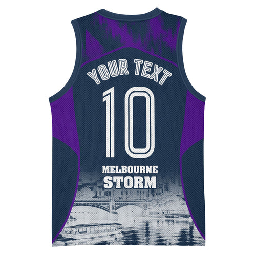 Personalised Sharks Rugby Basketball Jersey Storm Monster Mascot City Skyline 3D Graphic