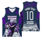 Personalised Sharks Rugby Basketball Jersey Storm Monster Mascot City Skyline 3D Graphic