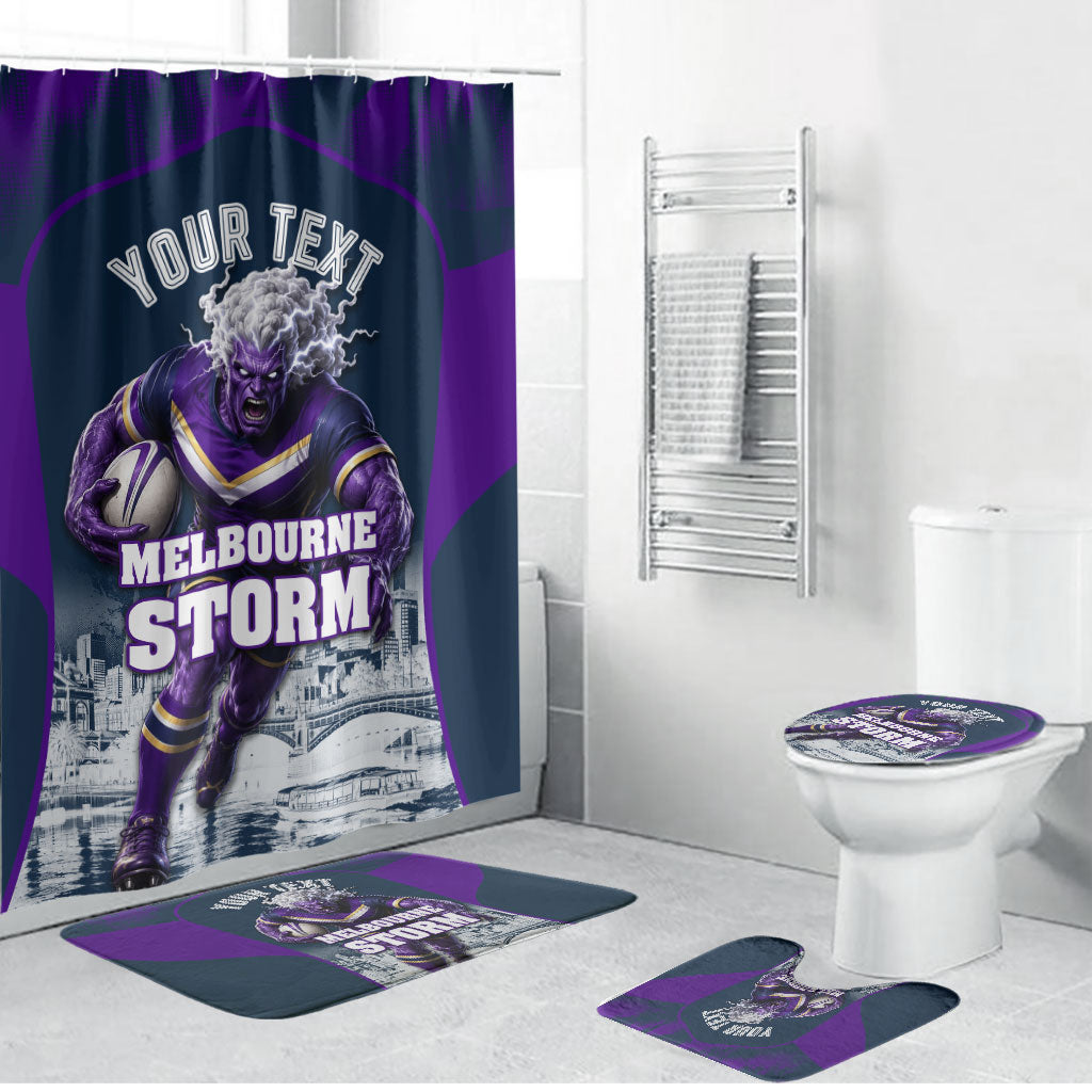 Personalised Sharks Rugby Bathroom Set Storm Monster Mascot City Skyline 3D Graphic
