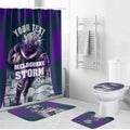 Personalised Sharks Rugby Bathroom Set Storm Monster Mascot City Skyline 3D Graphic