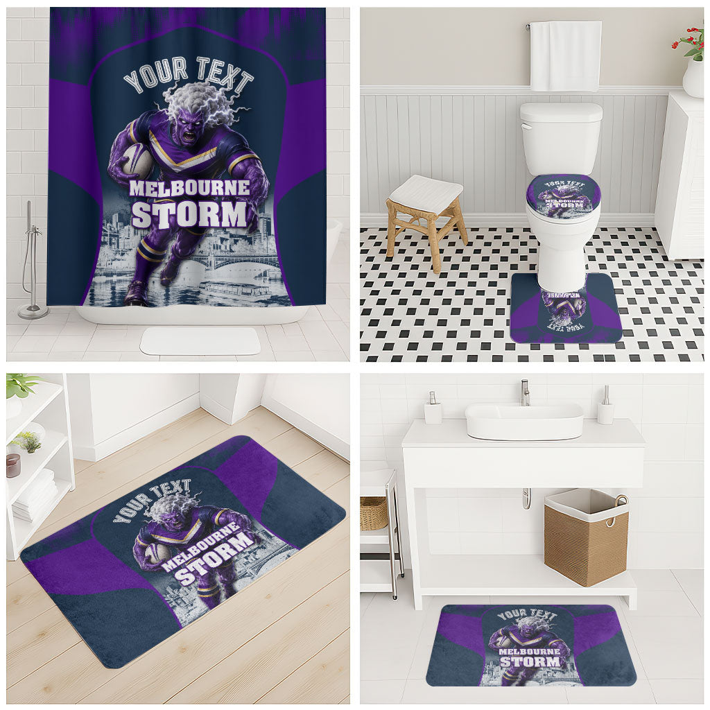 Personalised Sharks Rugby Bathroom Set Storm Monster Mascot City Skyline 3D Graphic