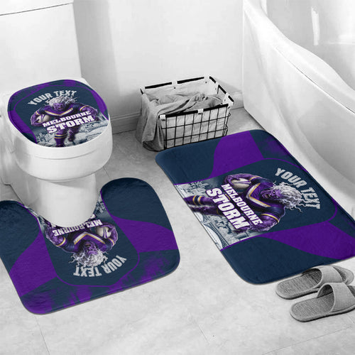 Personalised Sharks Rugby Bathroom Set Storm Monster Mascot City Skyline 3D Graphic