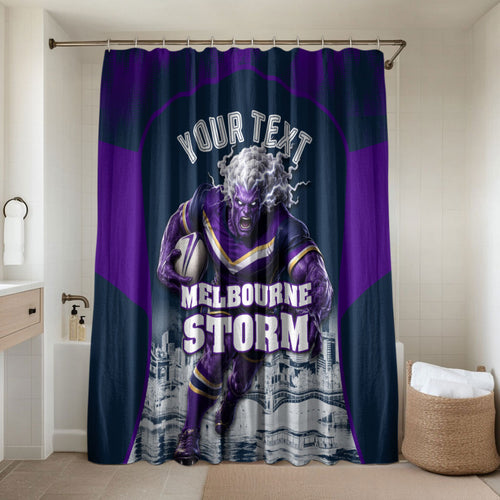 Personalised Sharks Rugby Bathroom Set Storm Monster Mascot City Skyline 3D Graphic