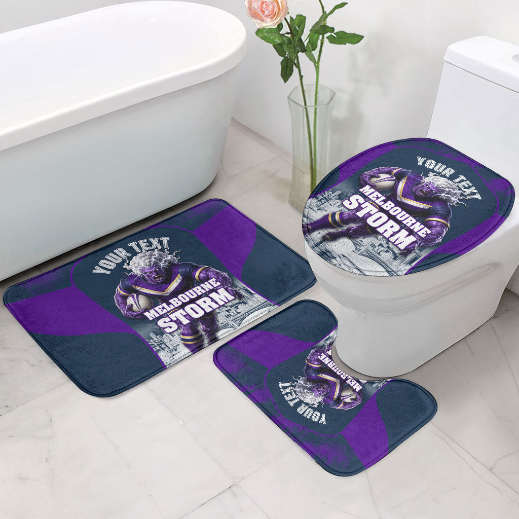 Personalised Sharks Rugby Bathroom Set Storm Monster Mascot City Skyline 3D Graphic