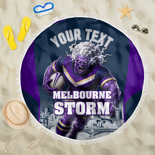 Personalised Sharks Rugby Beach Blanket Storm Monster Mascot City Skyline 3D Graphic