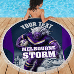 Personalised Sharks Rugby Beach Blanket Storm Monster Mascot City Skyline 3D Graphic
