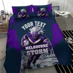 Personalised Sharks Rugby Bedding Set Storm Monster Mascot City Skyline 3D Graphic
