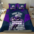Personalised Sharks Rugby Bedding Set Storm Monster Mascot City Skyline 3D Graphic