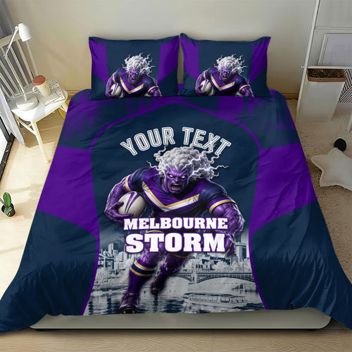 Personalised Sharks Rugby Bedding Set Storm Monster Mascot City Skyline 3D Graphic