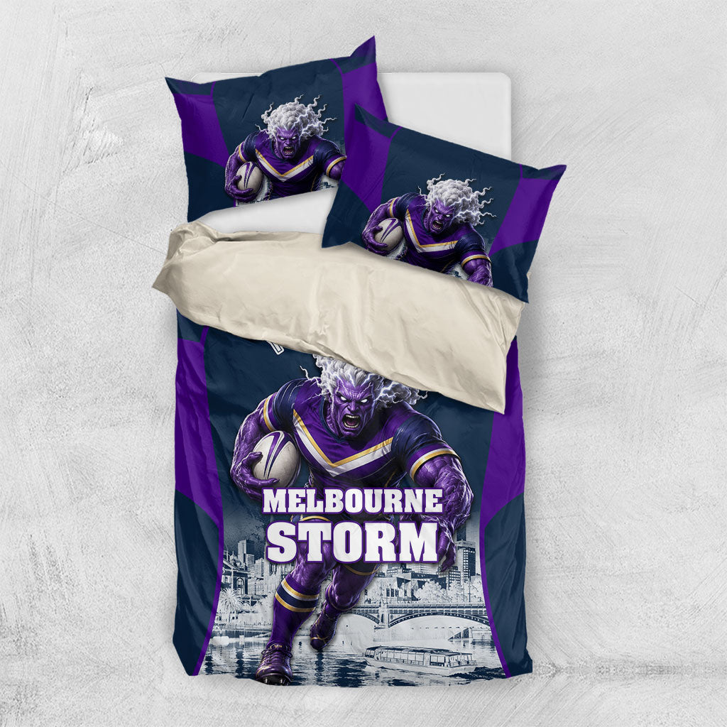Personalised Sharks Rugby Bedding Set Storm Monster Mascot City Skyline 3D Graphic