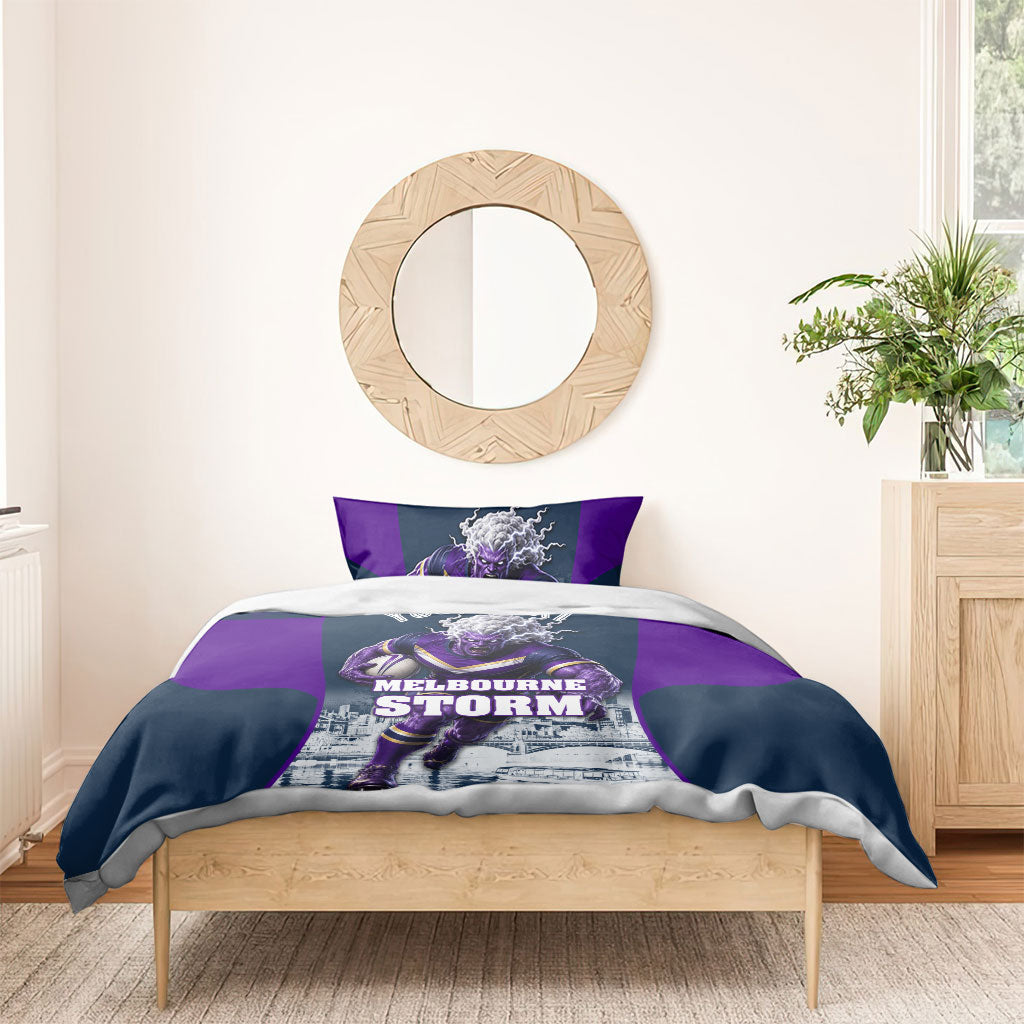 Personalised Sharks Rugby Bedding Set Storm Monster Mascot City Skyline 3D Graphic
