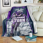 Personalised Sharks Rugby Blanket Storm Monster Mascot City Skyline 3D Graphic