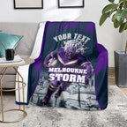 Personalised Sharks Rugby Blanket Storm Monster Mascot City Skyline 3D Graphic