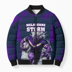 Personalised Sharks Rugby Bomber Puffer Jacket Storm Monster Mascot City Skyline 3D Graphic