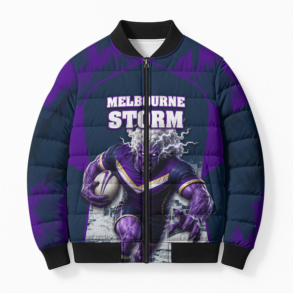 Personalised Sharks Rugby Bomber Puffer Jacket Storm Monster Mascot City Skyline 3D Graphic