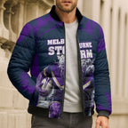 Personalised Sharks Rugby Bomber Puffer Jacket Storm Monster Mascot City Skyline 3D Graphic