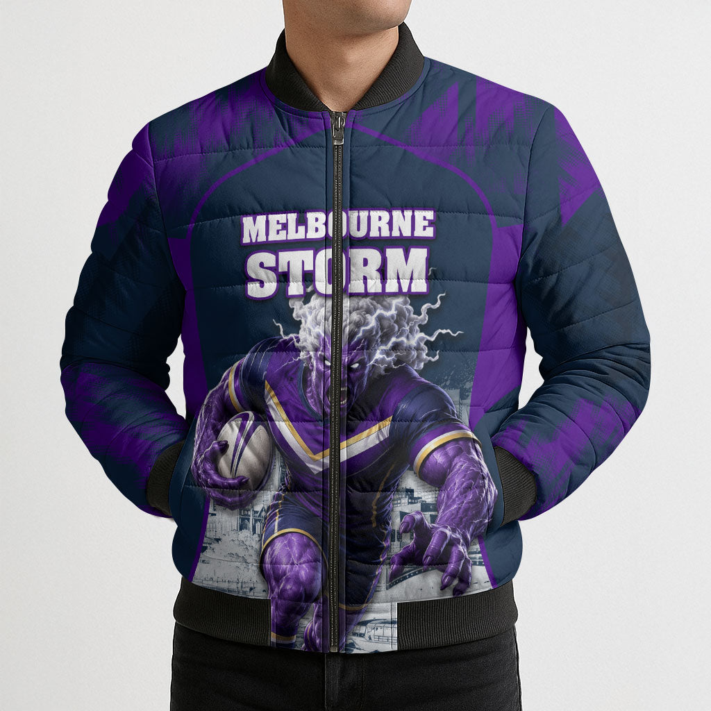 Personalised Sharks Rugby Bomber Puffer Jacket Storm Monster Mascot City Skyline 3D Graphic