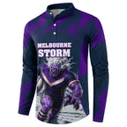 Personalised Sharks Rugby Button Sweatshirt Storm Monster Mascot City Skyline 3D Graphic