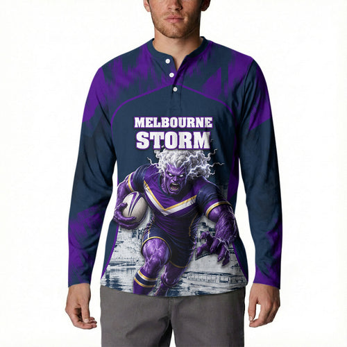 Personalised Sharks Rugby Button Sweatshirt Storm Monster Mascot City Skyline 3D Graphic