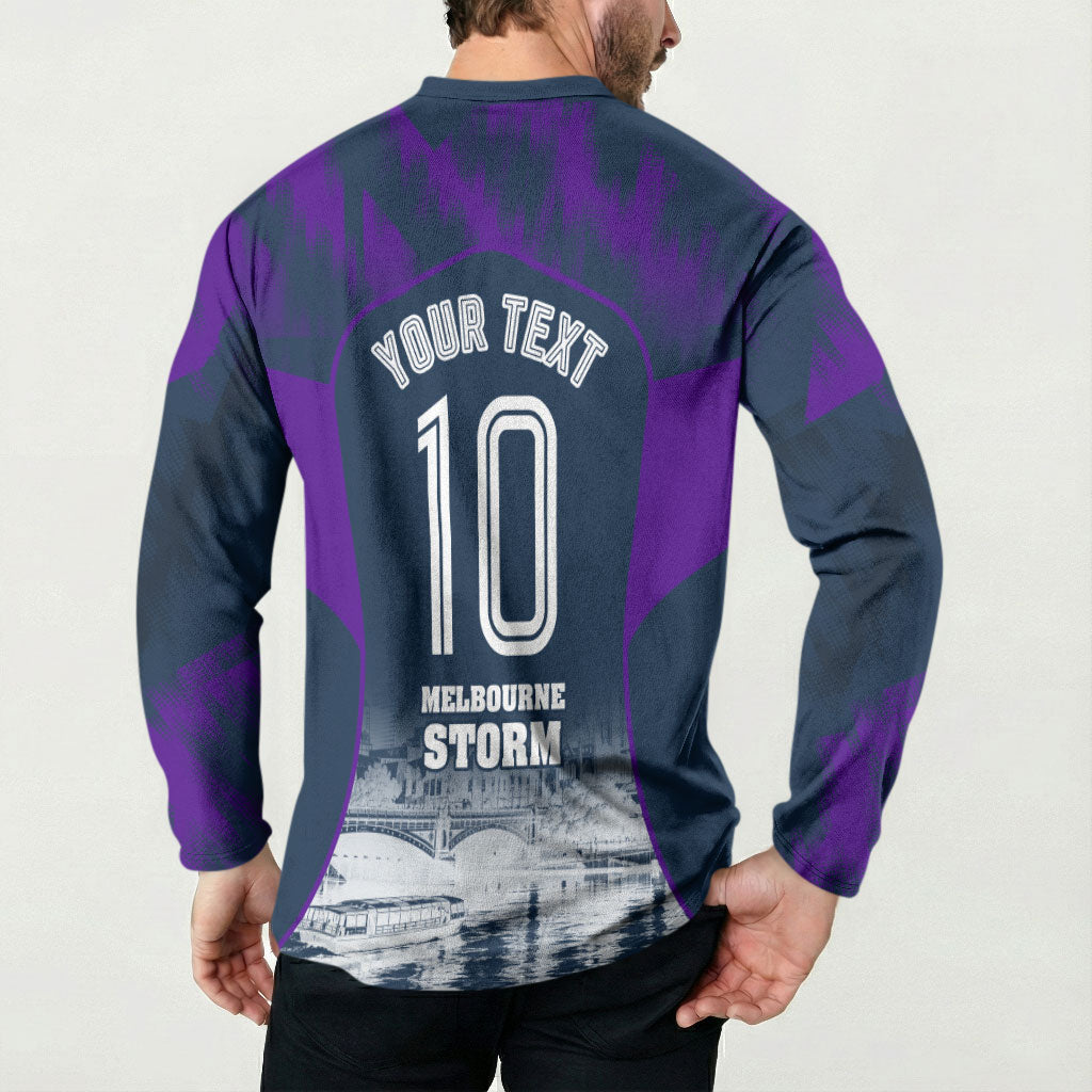 Personalised Sharks Rugby Button Sweatshirt Storm Monster Mascot City Skyline 3D Graphic