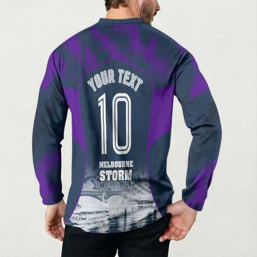 Personalised Sharks Rugby Button Sweatshirt Storm Monster Mascot City Skyline 3D Graphic