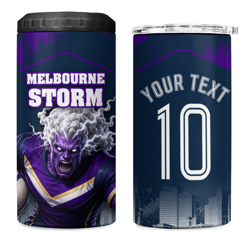 Personalised Sharks Rugby 4 in 1 Can Cooler Tumbler Storm Monster Mascot City Skyline 3D Graphic