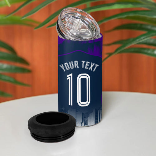 Personalised Sharks Rugby 4 in 1 Can Cooler Tumbler Storm Monster Mascot City Skyline 3D Graphic