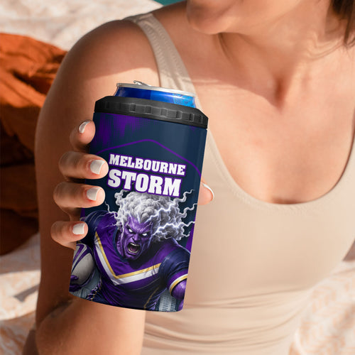 Personalised Sharks Rugby 4 in 1 Can Cooler Tumbler Storm Monster Mascot City Skyline 3D Graphic