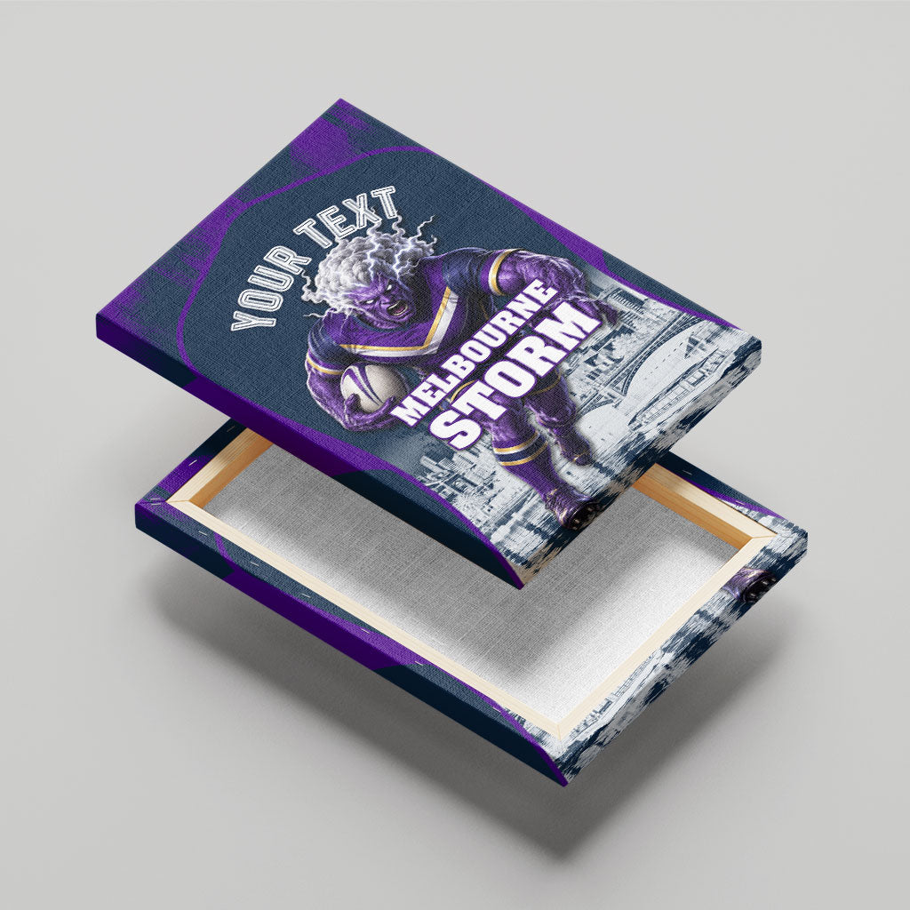 Personalised Sharks Rugby Canvas Wall Art Storm Monster Mascot City Skyline 3D Graphic