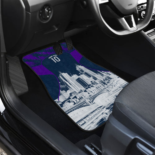 Personalised Sharks Rugby Car Mats Storm Monster Mascot City Skyline 3D Graphic