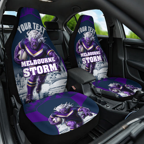 Personalised Sharks Rugby Car Seat Cover Storm Monster Mascot City Skyline 3D Graphic