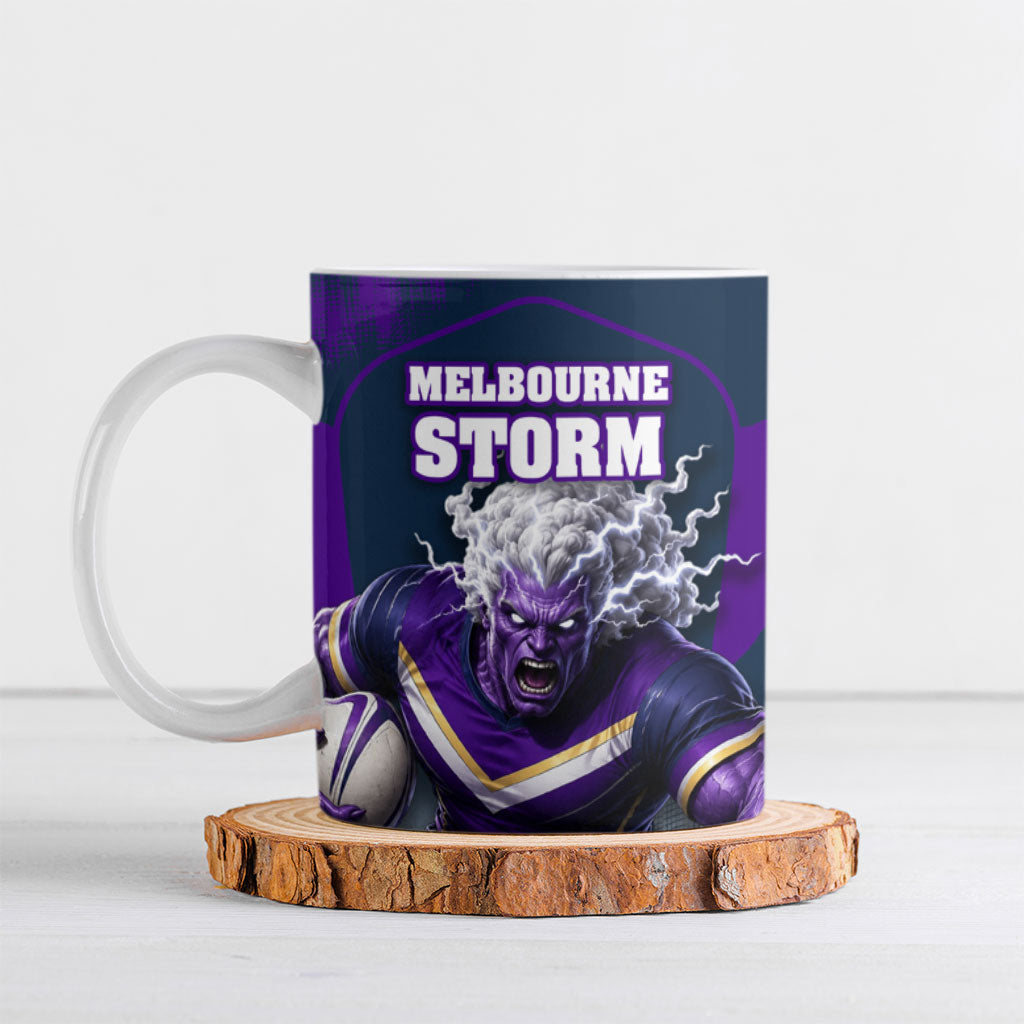 Personalised Sharks Rugby Ceramic Mug Storm Monster Mascot City Skyline 3D Graphic