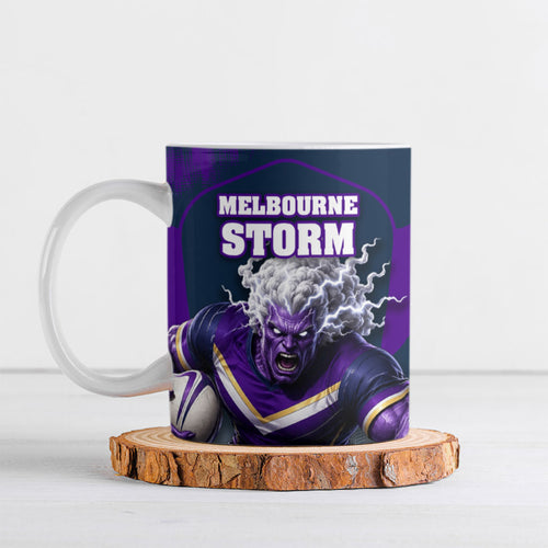 Personalised Sharks Rugby Ceramic Mug Storm Monster Mascot City Skyline 3D Graphic