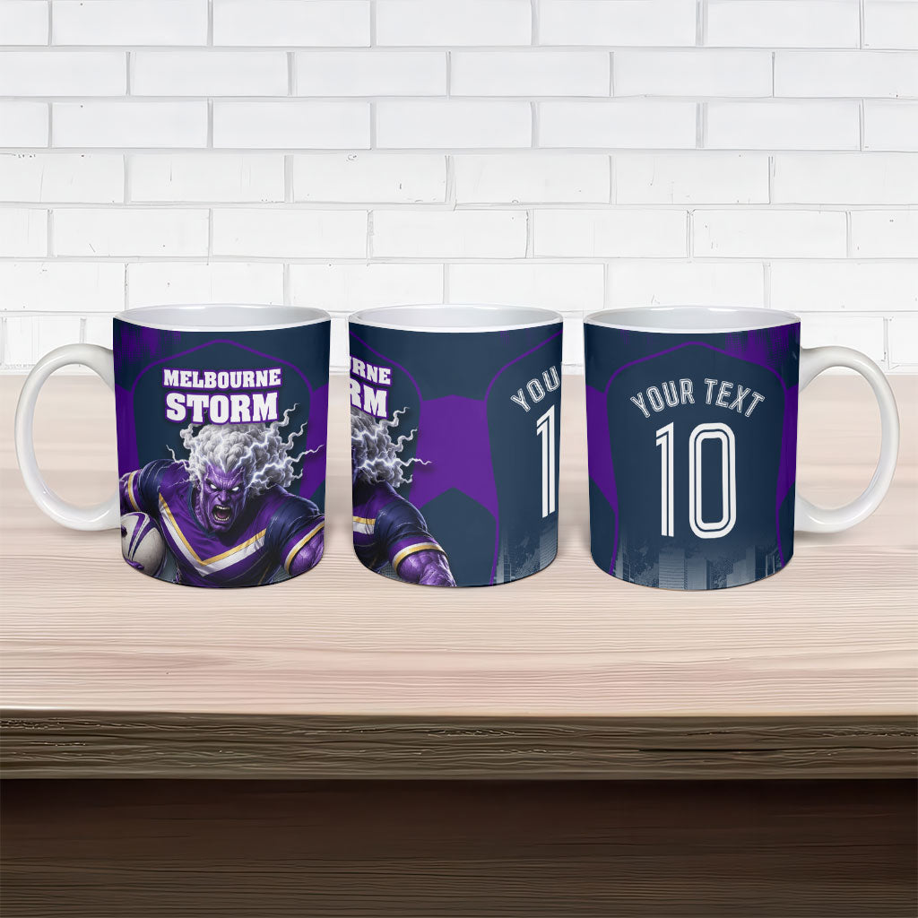 Personalised Sharks Rugby Ceramic Mug Storm Monster Mascot City Skyline 3D Graphic
