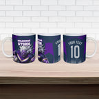 Personalised Sharks Rugby Ceramic Mug Storm Monster Mascot City Skyline 3D Graphic