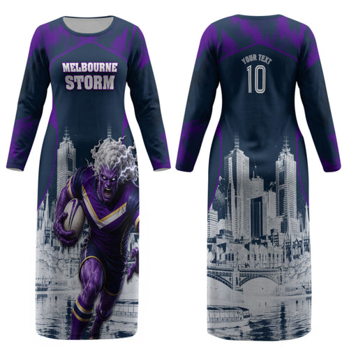 Personalised Sharks Rugby Couples Matching Long Sleeve Bodycon Dress and Hawaiian Shirt Storm Monster Mascot City Skyline 3D Graphic