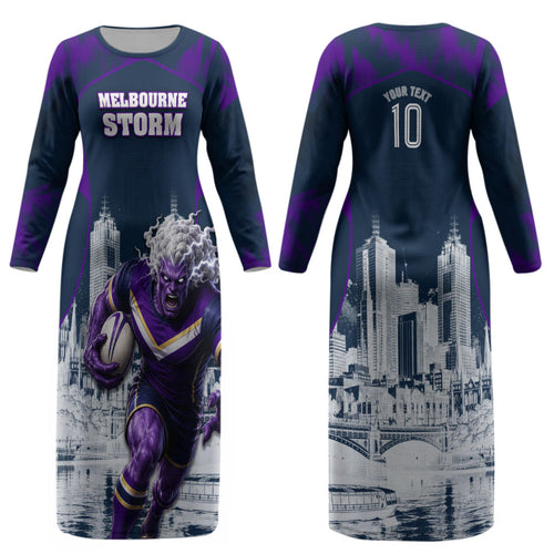 Personalised Sharks Rugby Couples Matching Long Sleeve Bodycon Dress and Long Sleeve Button Shirt Storm Monster Mascot City Skyline 3D Graphic